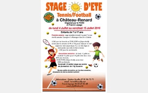 Stage d'été Tennis/Foot 2016 - Nouveaux tarifs