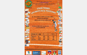 Stage tennis du 25/10 au 05/11/2021 