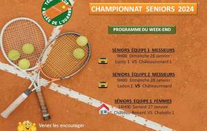 CHAMPIONNATS SENIORS 2024  week-end du 27/28 janvier