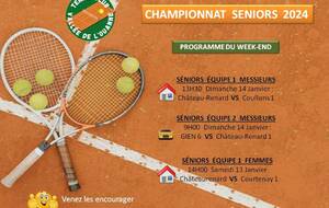 CHAMPIONNATS SENIORS 2024 week-end du 13/14 janvier