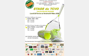 STAGE DE TENNIS du lundi 26 février au vendredi 1er mars