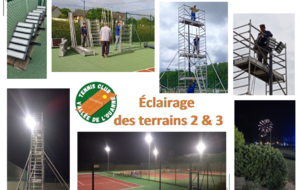 Réalisation de l'éclairage sur les courts 2 et 3  ✨