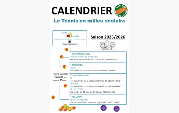 Le Tennis à l'école 2025/2026 - Planning des interventions