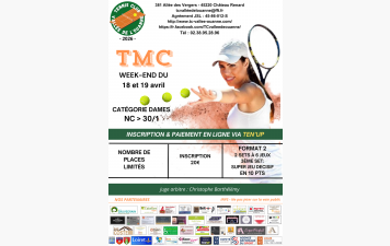 TMC week-end 11/12 avril Hommes et 18 /19 avril 2026 Dames