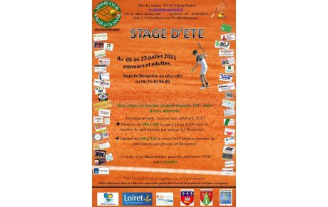 Stage d'été du 05 au 23 juillet 2021