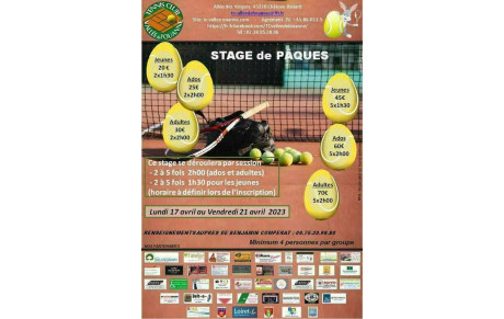 Stage de PÂQUES du lundi 17 avril au vendredi 21 avril 2023