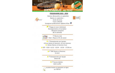 Le programme du TCVO 2023-2024