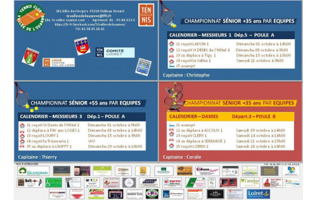 Calendrier du championnat séniors +