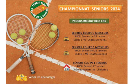 CHAMPIONNATS SENIORS 2024  week-end du 27/28 janvier