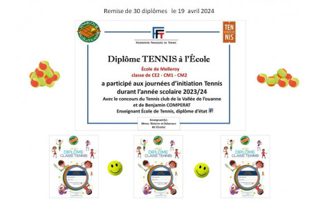 Diplôme tennis à l'école de Melleroy