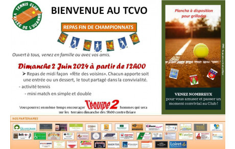 Repas de fin de championnats le dimanche 2 juin 2024