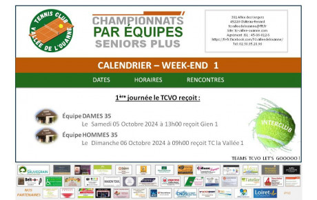 Calendrier 1ère journée du championnat séniors plus les 5 et 6 octobre 2024