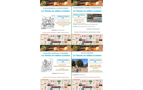 Planning du tennis à l'école encadré par Jeanne Bourlange