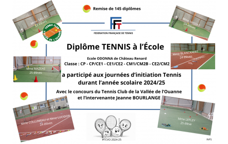 Remise des diplômes de TENNIS à l'école Odonna de Chateau-Renard 