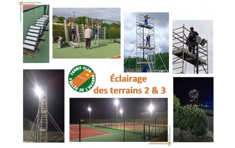 Réalisation de l'éclairage sur les courts 2 et 3  ✨