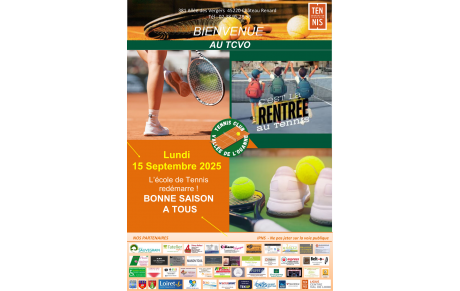 C'est la reprise des cours de tennis à partir du lundi 15 septembre 2025