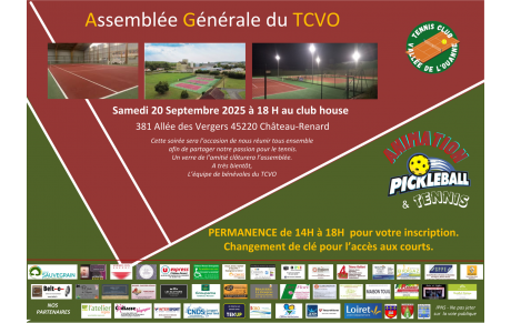 Assemblée générale du TCVO le samedi 20 septembre 2025