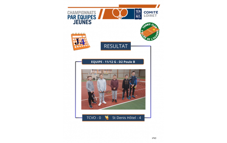 Résultat 4ème journée 11/12 ans - ils acquièrent de l'expérience pour les prochaines compétitions 🎾