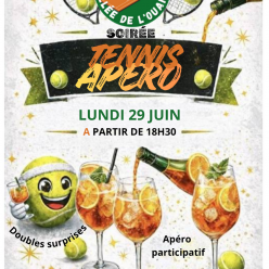 Emilie propose un " Tennis apéro participatif " le lundi 29 juin 2026 à partir de 18h30 pour clôturer la saison