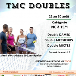 Le tournoi du TCVO se déroulera du 15 au 30 août 2026 - TMC doubles