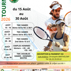 Le tournoi du TCVO se déroulera du 15 au 30 août 2026